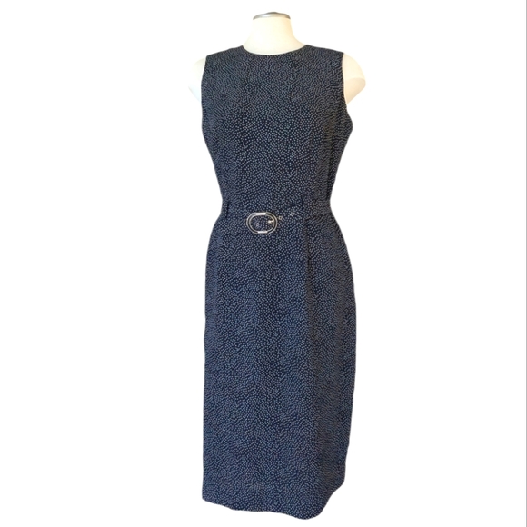 Jolibel navy blue white polka dots belted dress - Picture 1 of 8